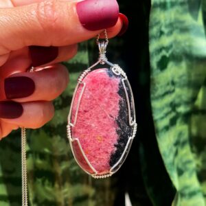 Rhodonite Necklace for healing and nurturing the inner self - Heart Chakra Crystal - Rhodonite crystal - cracked stone - discounted
