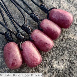 Handcrafted Pink Rhodonite Crystal Necklaces, Unconditional Love Crystal Jewelry, Relationship Gift For Girlfriend / Long Distance Gift