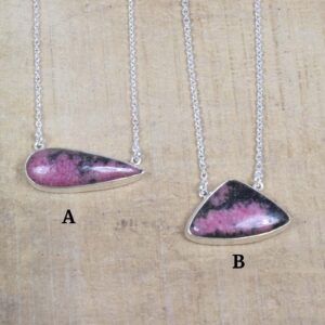 Handmade Pink Rhodonite Necklace: 925 Sterling Silver Gemstone Jewelry