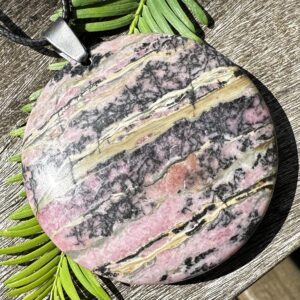Large Rhodonite Healing Stone Necklace with Positive Healing Energy!