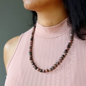 Rhodonite Necklace Love Bead Crystal