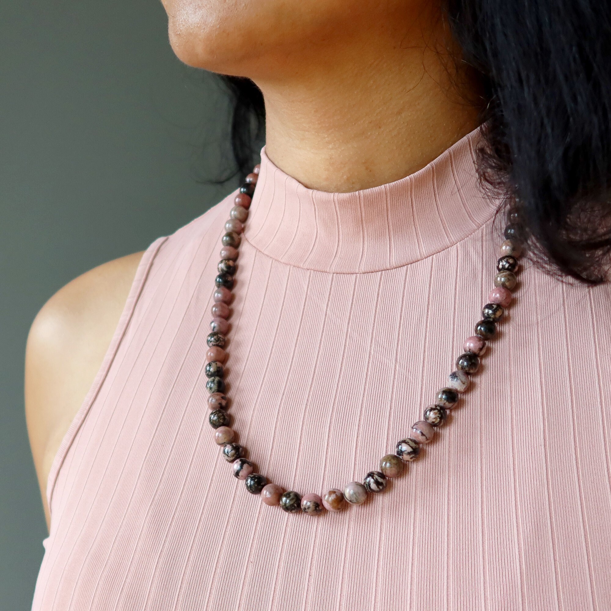 Rhodonite Necklace Love Bead Crystal