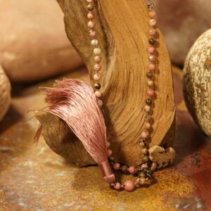Rhodonite Mala • Hand-knotted Rhodonite Mala • Dainty Rhodonite Necklace • 108+1 • 4mm • Dainty Jewelry • Beaded Dainty Necklace • 4544