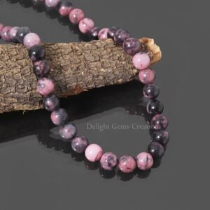 Natural Rhodonite Beaded Necklace, 10mm Pink Rhodonite Smooth Round Beads Necklace, Rhodonite Jewelry, Women's Necklace, Gift For Her