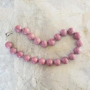 Pink Rhodonite Necklace - 18mm Sterling Silver Handcrafted