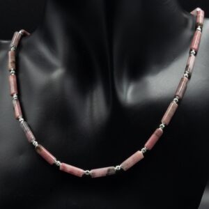 Pink Rhodonite Gemstone Necklace, Pink Sterling Silver Gemstone Handmade Necklace, Rhodonite Sterling Silver Jewelry, Pink Silver Jewelry