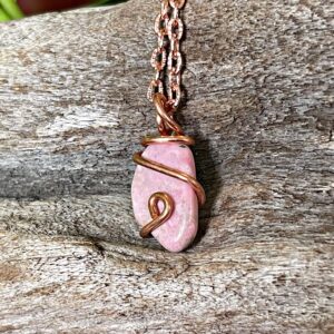 Pink Rhodonite Necklace In Copper