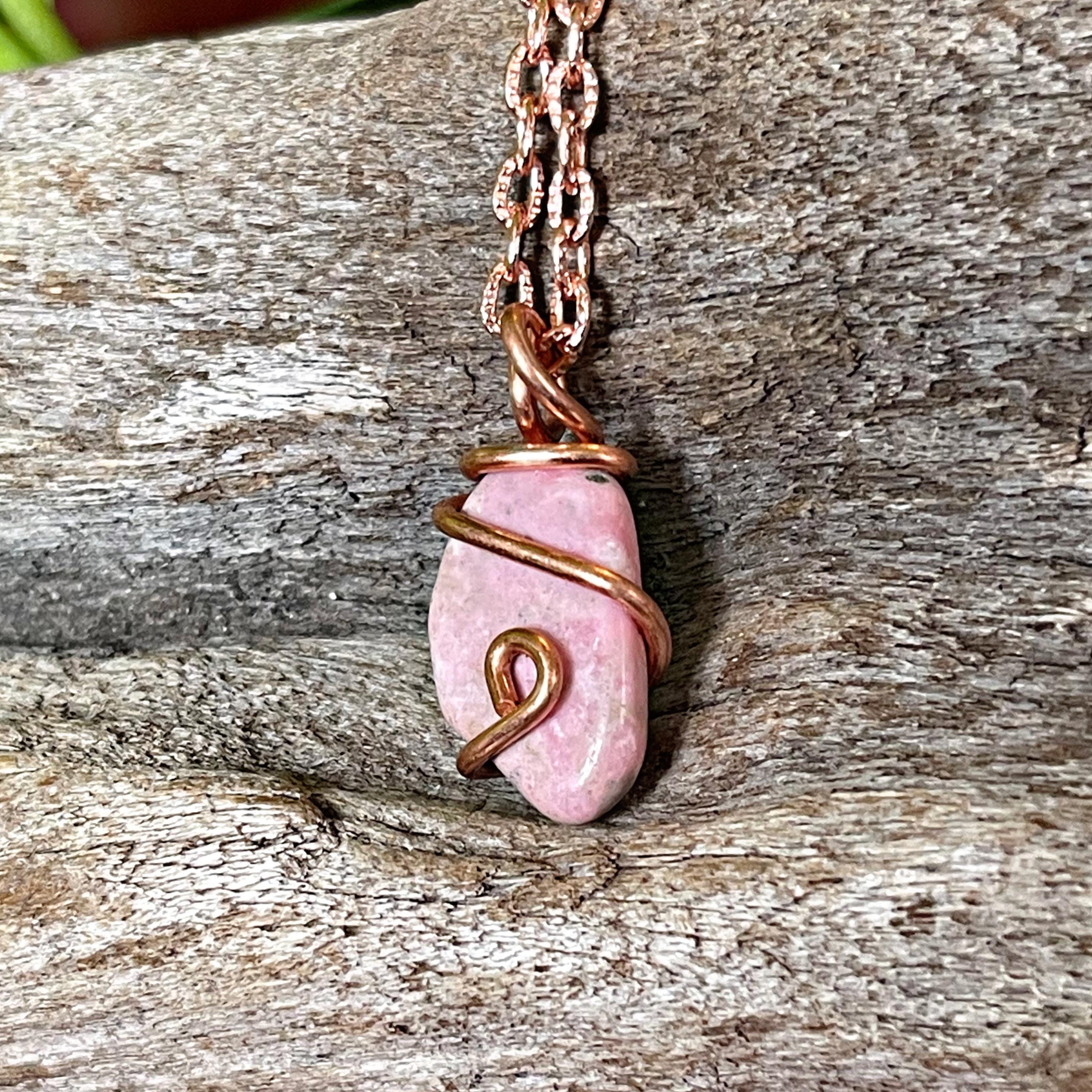 Pink Rhodonite Necklace In Copper