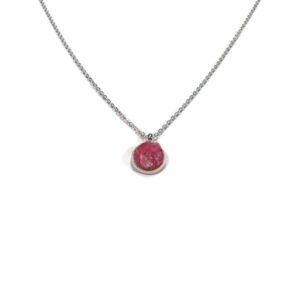 Pink Rhodonite Silver Plated 18" Crushed Stone Necklace
