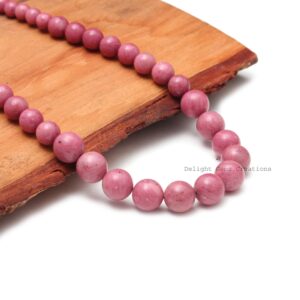 Red Rhodonite Beaded Necklace, 925 Silver Clasp, 7-11mm Gemstone