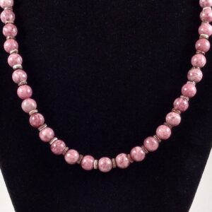 Rhodonite, Shell, and Sterling Silver Necklace Handmade by Chris Hay