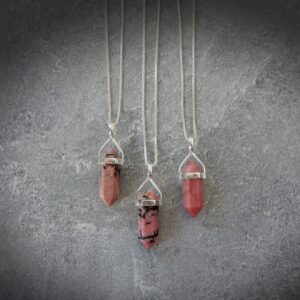 Rhodonite Necklace Sterling Silver • Rhodonite Point • Gemstone Points Sterling Silver • Healing Crystal Necklace • Layering Necklace