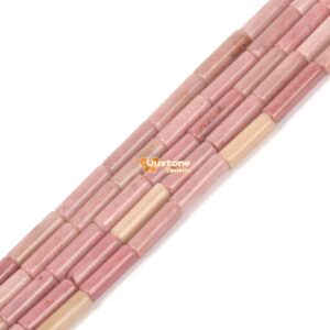 13mm Pink Rhodonite Cylinder tube loose gemstone beads 16"