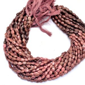 AAA Multi Rhodonite 7x5mm Oval Faceted Beads | 13" Strand | Natural Rhodonite Semi Precious Gemstone Oval Beads for Jewelry | 1mm Hole |