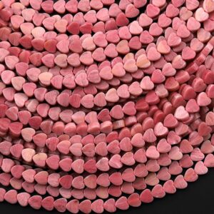 Aaa Natural Pink Petrified Rhodonite Carved Heart Beads 4mm Gemstone 15.5" Strand
