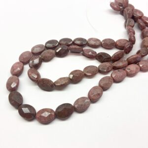 Genuine Rhodonite faceted Oval Beads 10x14mm.  Natural gemstone beads. Full strand 15.5''. Genuine gemstone beads stock from 2000'