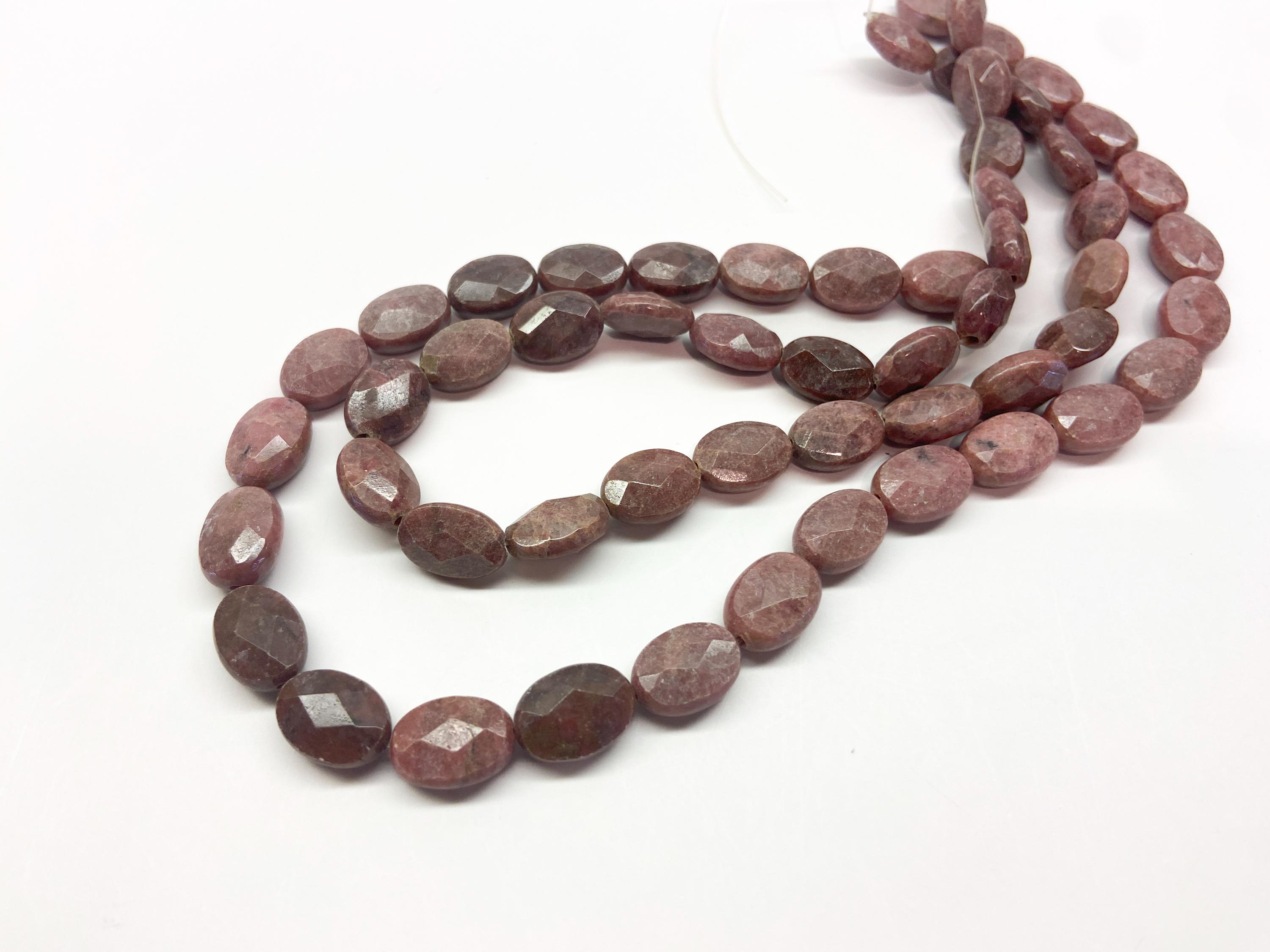 Genuine Rhodonite Faceted Oval Beads 10x14mm. Natural Gemstone Beads. Full Strand 15.5''. Genuine Gemstone Beads Stock From 2000'