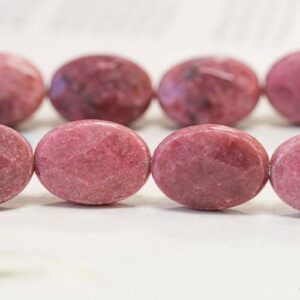 Rhodonite 13x18mm/ 15x20mm/ 18x25mm Faceted Flat Oval beads 15" strand