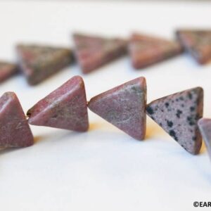 Rhodonite 16mm Triangle beads 16" strand Grade AB