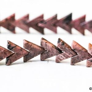L/ Rhodonite 16x16mm V-Shape Beads 16" Strand Natural Pink And Dark Pink gemstone beads Shade varies For Jewelry Making