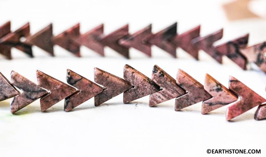 Rhodonite 16x16mm V-shape Beads 16" Strand Shade Varies