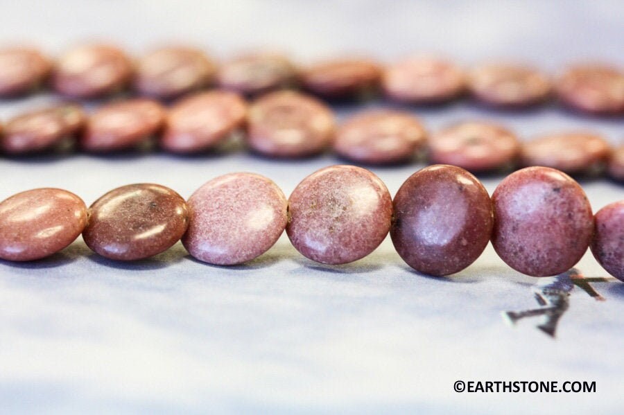 M/ Rhodonite 12mm/ 8mm Lentil 15.5" Strand Natural Gemstone Beads For Jewelry Making