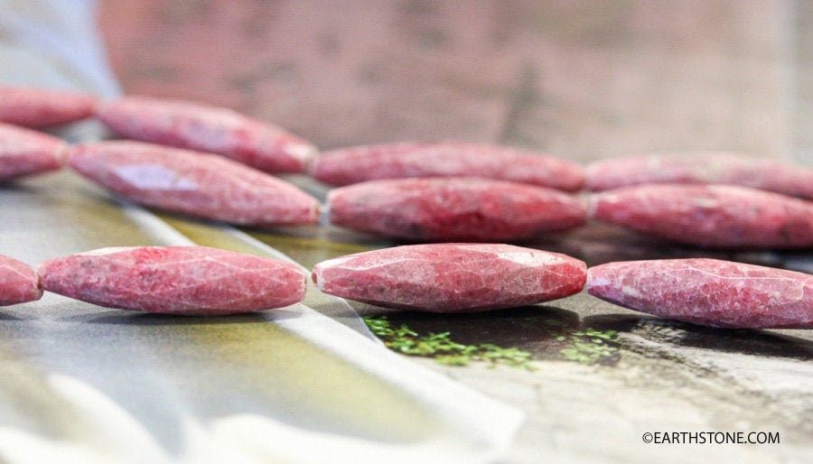 M-s/ Rhodonite 8x35mm/ 6x12mm/ 4x6mm Faceted Oval Rice Beads 15" Strand Natural Gemstone Beads For Jewelry Making