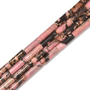 Natural Rhodonite Cylinder Tube Beads Size 4x13mm 15.5'' Strand