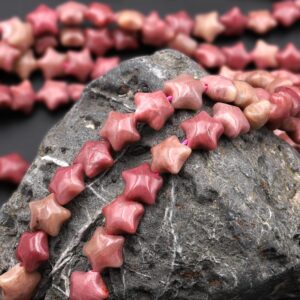 Natural Pink Petrified Rhodonite Beads 8mm Carved Star Gemstone 15.5" Strand