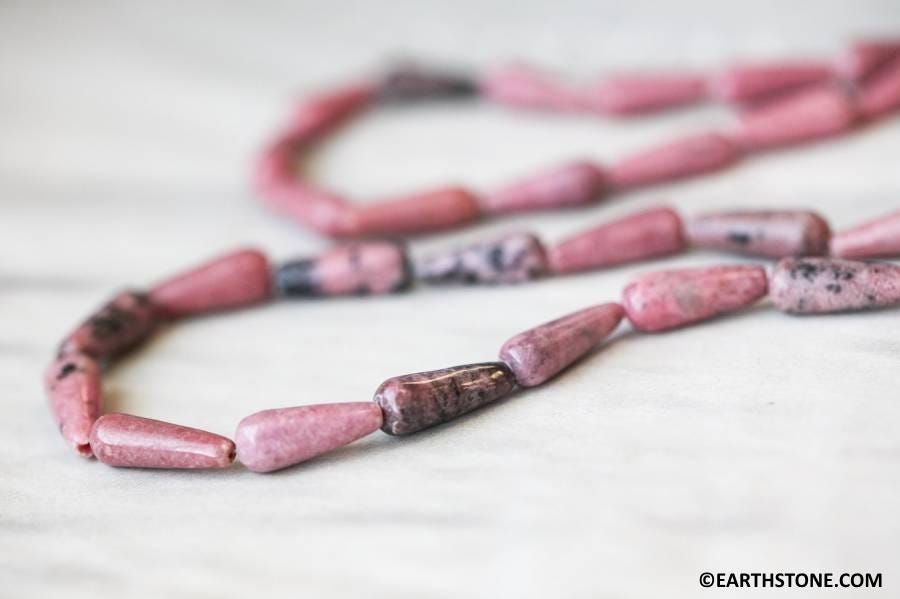S/ Rhodonite 6x16mm/ 9x22mm Teardrop Beads 16" Strand Size/shade Varies Natural Gemstone For Jewelry Making