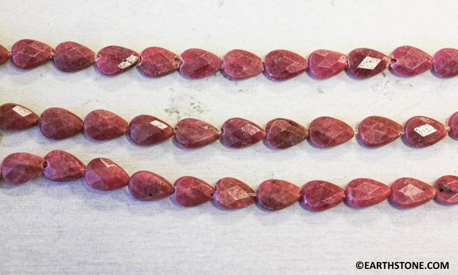 Rhodonite 6x9mm Faceted Flat Pear Beads 16" Strand