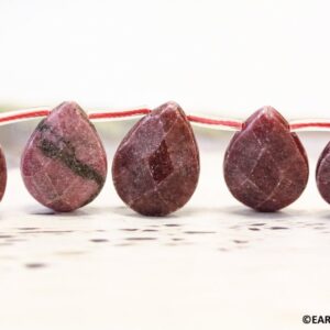 XL/ Rhodonite 15x20mm/ 20x20mm Flat Pear Briolette beads 8" strand Natural gemstone for jewelry making