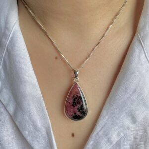 Rhodonite Pendant / 925 Sterling Silver / Healing Gemstone / Gift for her / Pear Cab / Rhodonite Jewelry / Statement Pendant RDN-P-10. Rhodonite Pendant / 925 Sterling Silver / Healing Gemstone / Gift for her / Pear Cab / Rhodonite Jewelry / Statement Pendant RDN-P-10.