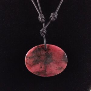 Rhodonite Pendant Adjustable Leather Necklace Handmade by Chris Hay Rhodonite Pendant Adjustable Leather Necklace Handmade by Chris Hay