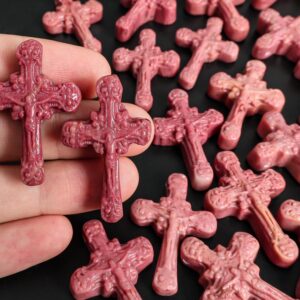 Grade AA Pink Cross Rhodonite Pendant Hand-Carved Natural One of a Kind Gemstone Grade AA Pink Cross Rhodonite Pendant Hand-Carved Natural One of a Kind Gemstone