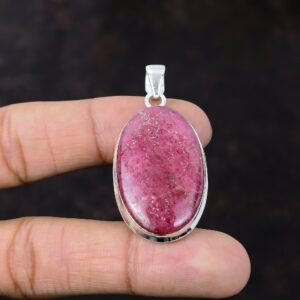 Handmade Rhodonite 925 Sterling Silver Pendant: Elegant Gemstone Jewelry Handmade Rhodonite 925 Sterling Silver Pendant: Elegant Gemstone Jewelry