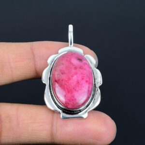 Handmade Rhodonite Pendant: Antique Sterling Silver Healing Jewelry Handmade Rhodonite Pendant: Antique Sterling Silver Healing Jewelry