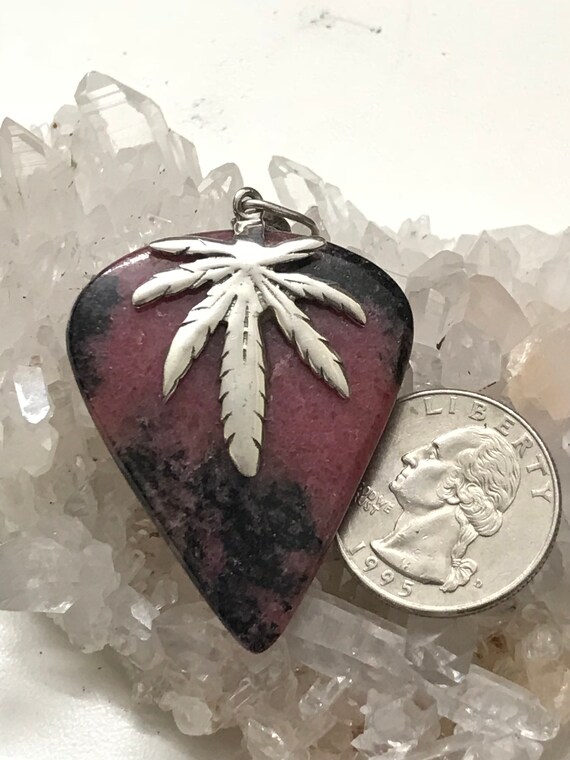 Rhodonite Marijuana Pendant