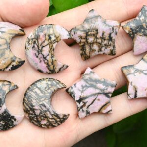 Rhodonite Moon / star Pendants, no Hole Moon / star Pendants, for Diy Jewelry Making, wholesale Pendants, gemstone Moon / star Pendants, gemstone Beads Rhodonite Moon / star Pendants, no Hole Moon / star Pendants, for Diy Jewelry Making, wholesale Pendants, gemstone Moon / star Pendants, gemstone Beads