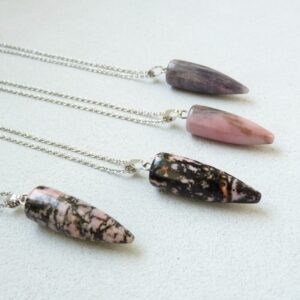 Rhodonite Necklace, Long Bullet Necklace, Rhodonite Silver Pendant Necklace, Men Women Necklace, Rhodonite Jewelry, Point Necklace Rhodonite Necklace, Long Bullet Necklace, Rhodonite Silver Pendant Necklace, Men Women Necklace, Rhodonite Jewelry, Point Necklace