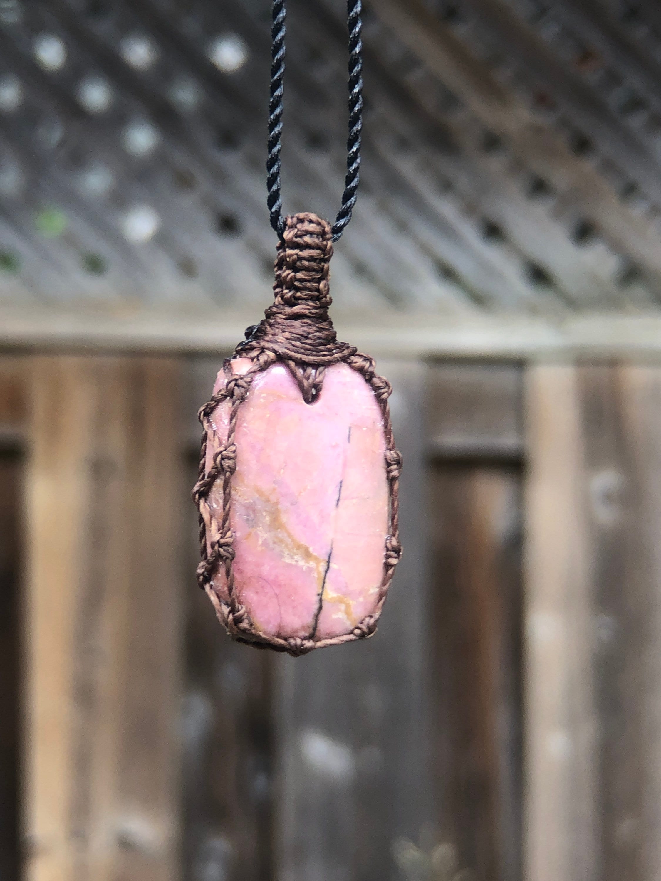 Rhodonite Necklace Men, Rhodonite Pendant Men, Rhodonite Jewelry, Healing Stones And Crystals, Macrame Necklace For Men, Christmas Gifts