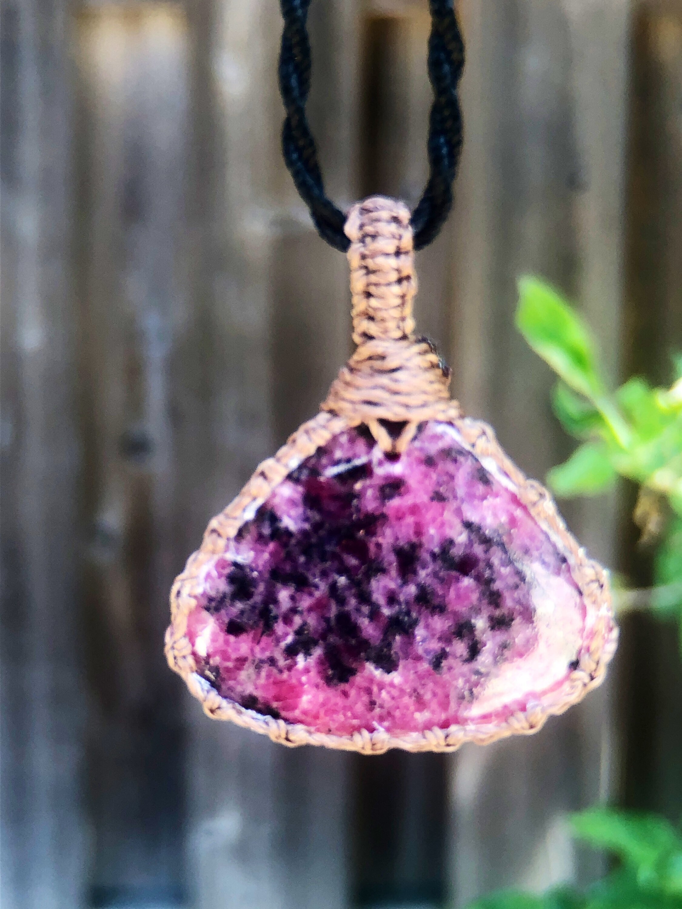 Rhodonite Necklace Men, Rhodonite Pendant Men, Rhodonite Jewelry, Healing Stones And Crystals, Macrame Necklace For Men, Christmas Gifts