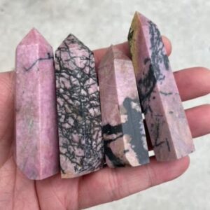 1 Pc Natural Rhodonite Quartz Obelisk Tower Point wand healing crystal