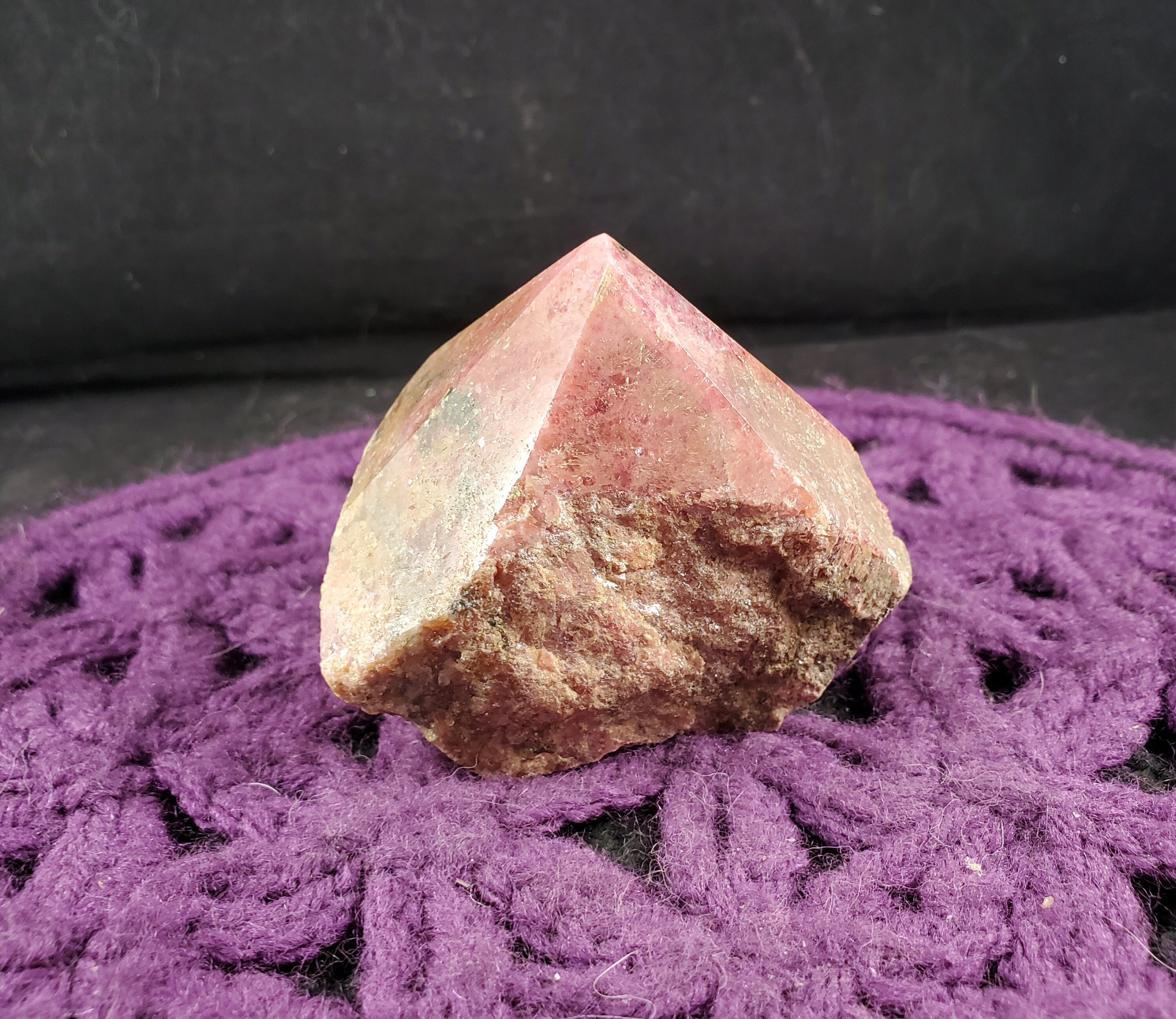 Rhodonite Top Polished Self Standing Crystal Point Gemstones Stones Crystals Natural Pink Grey Tower Standing Generator Brazil