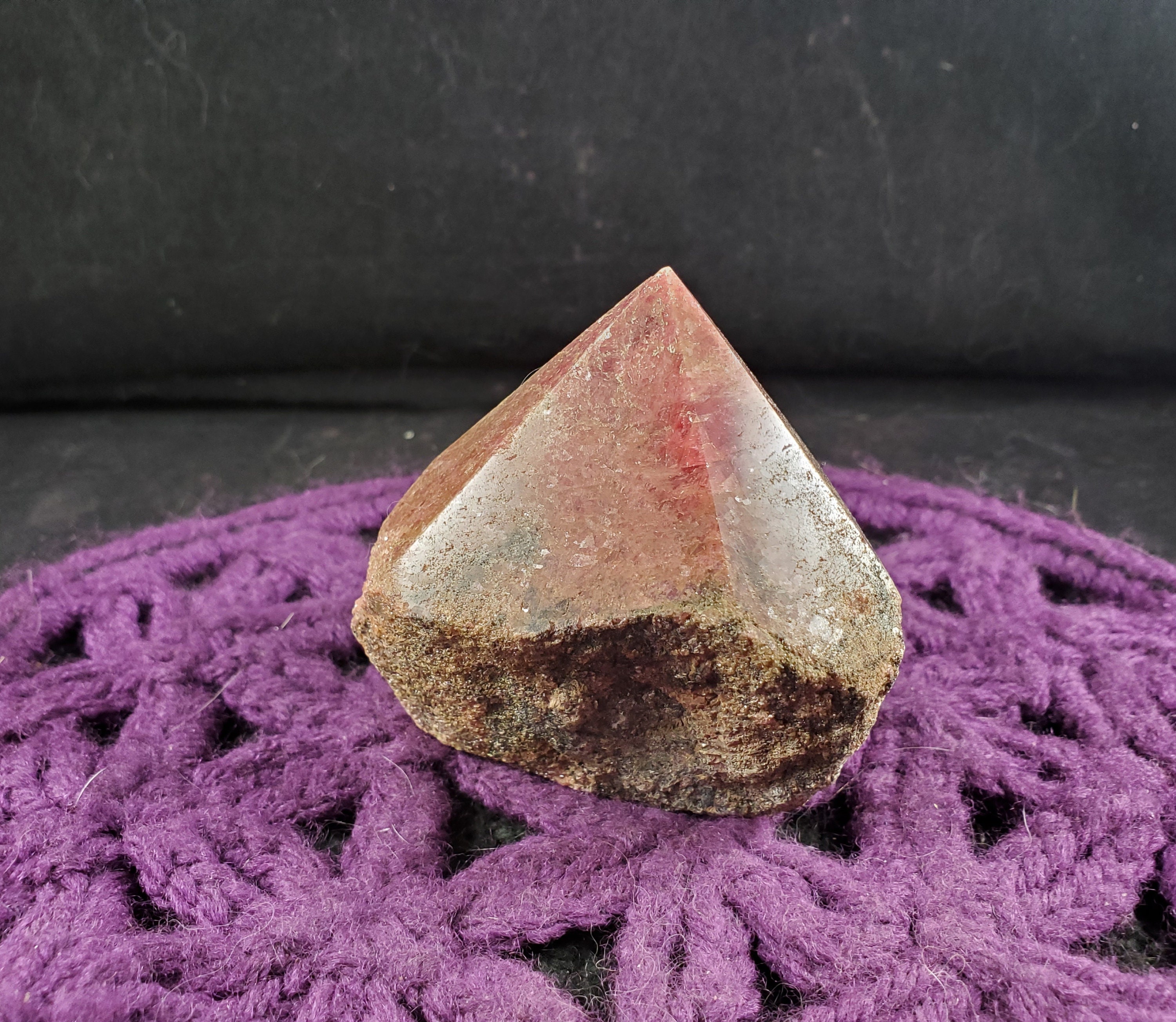 Rhodonite Top Polished Self Standing Crystal Point Gemstones Stones Crystals Natural Pink Grey Tower Standing Generator Brazil