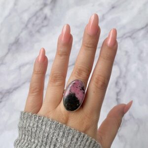 Rhodonite Adjustable Ring / 925 Sterling Silver / Healing Gemstone / Gifts for her / Oval Cab / Rhodonite Jewelry / Statement Ring RDN-R-23.