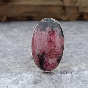 Handmade Rhodonite Ring: 925 Sterling Silver Boho Gemstone