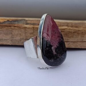Handmade Rhodonite Ring: Chunky 925 Sterling Silver Gemstone