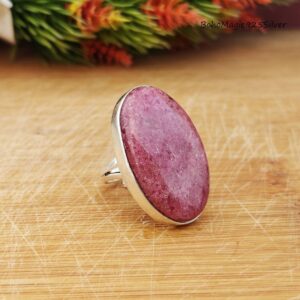 Handmade Rhodonite Sterling Silver Ring - Gemstone Jewelry