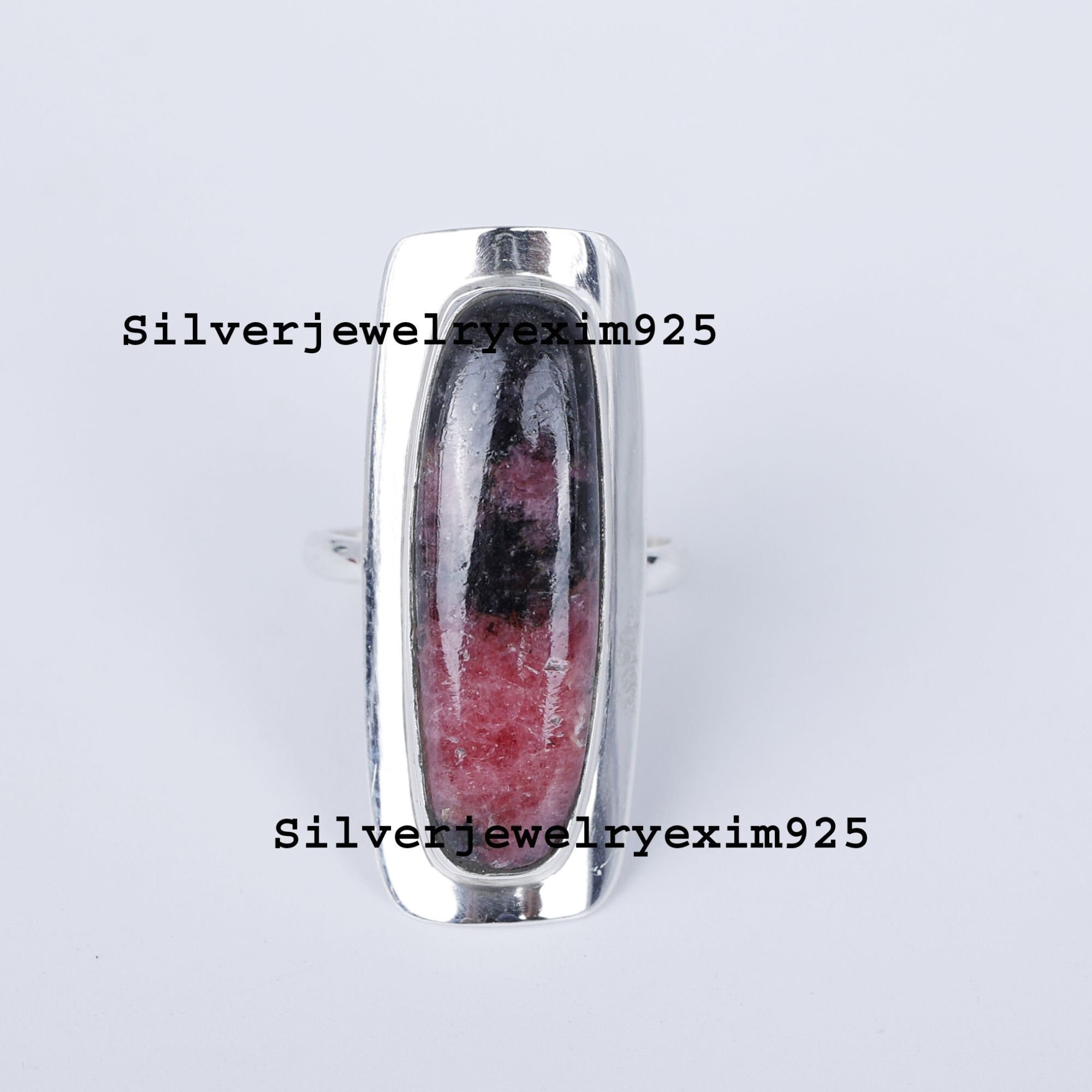 Handmade Rhodonite Ring: Sterling Silver Bohemian Jewelry